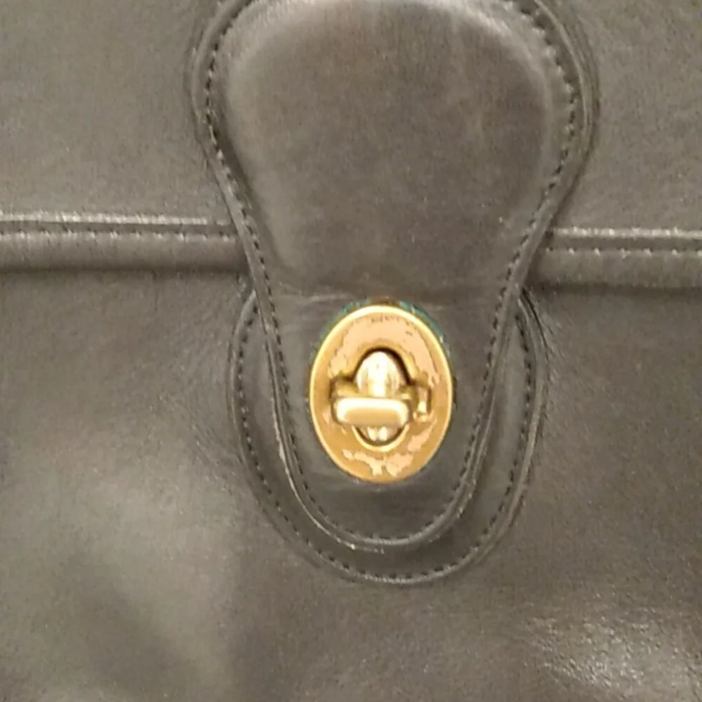 Coach Black Leather Top-Handle Crossbody with Gold Hardware